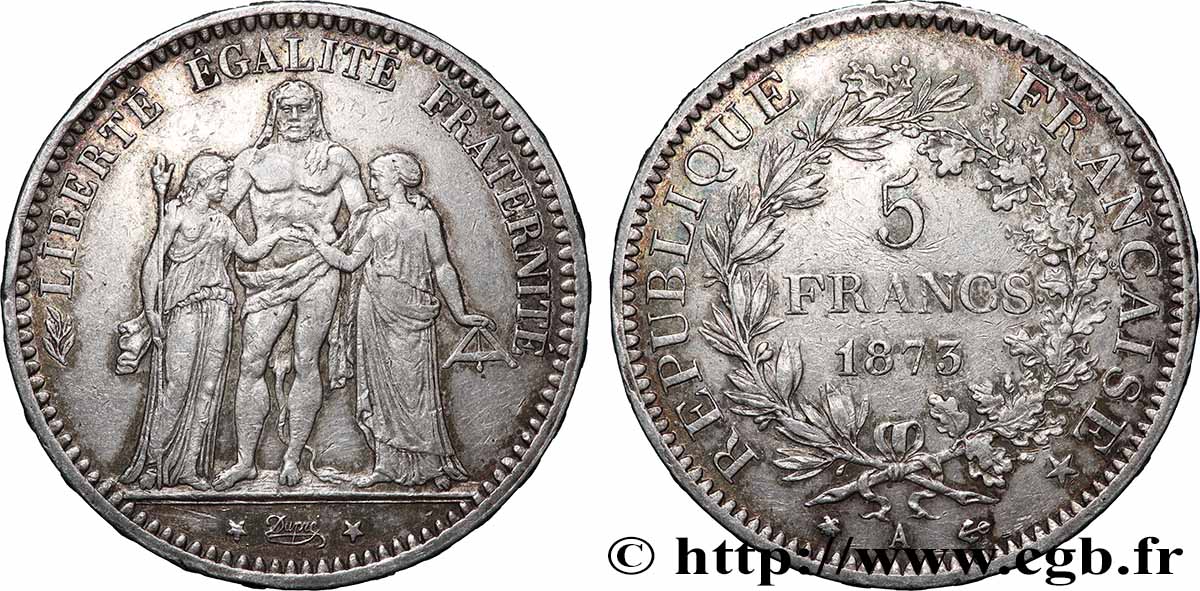 5 francs Hercule 1873 Paris F.334/9 TB+ 