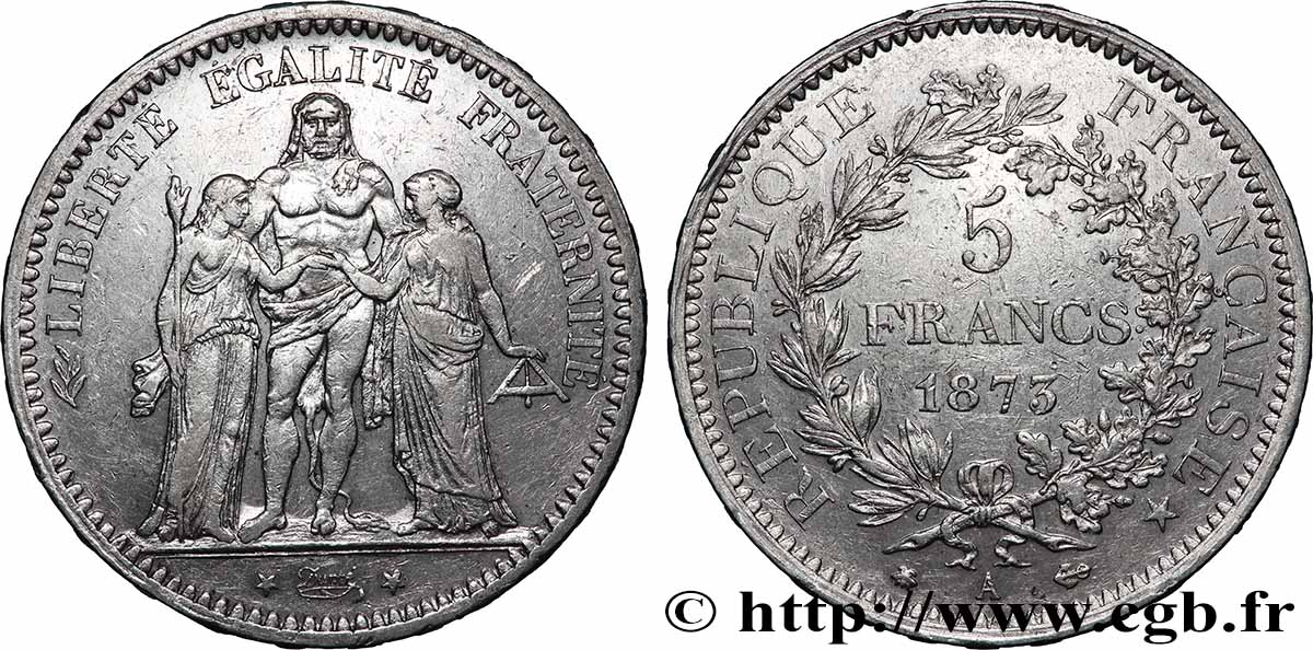 5 francs Hercule 1873 Paris F.334/9 TB+ 