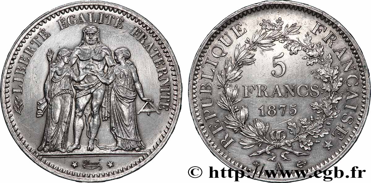 5 francs Hercule 1875 Paris F.334/14 TTB 