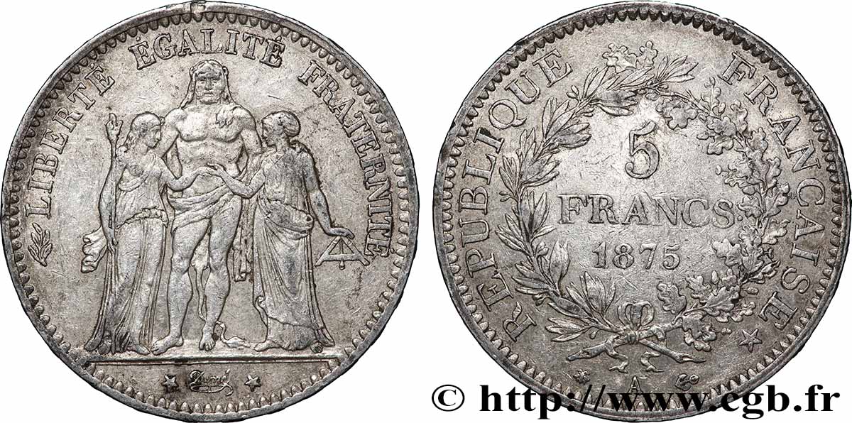 5 francs Hercule 1875 Paris F.334/14 TTB 