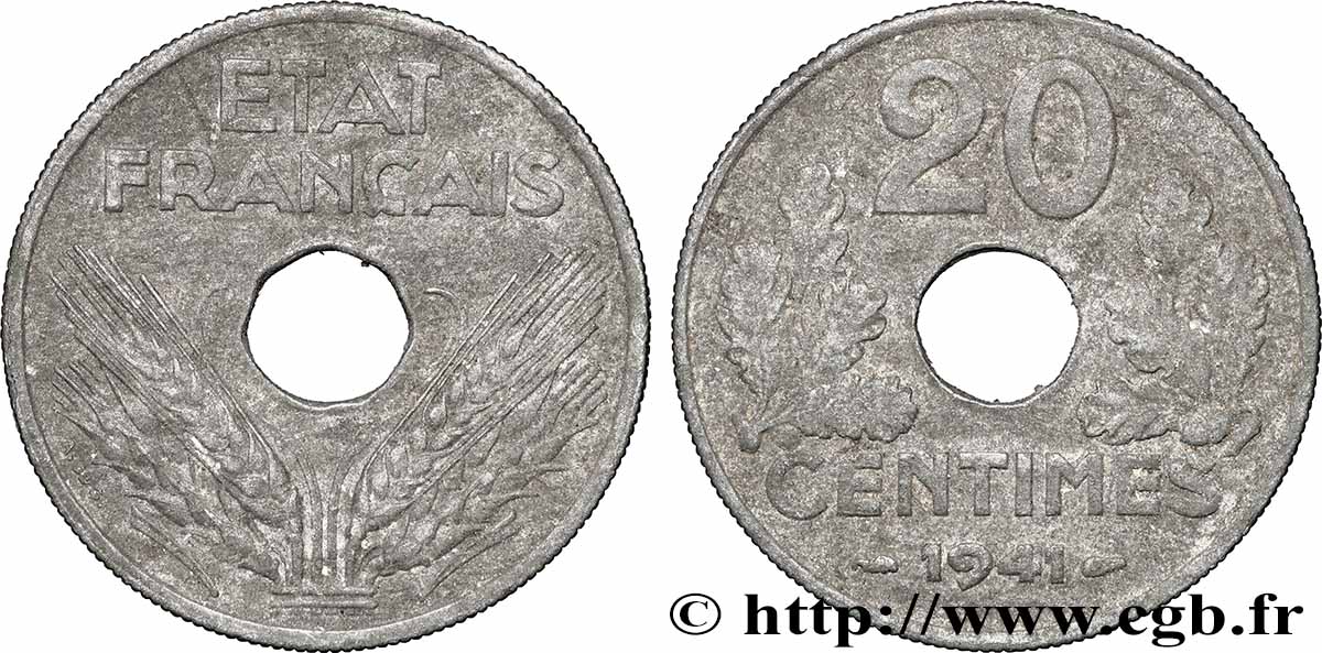 20 centimes État français, lourde 1941  F.153/2 BB 