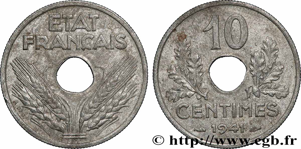 10 centimes État français, grand module 1941 Paris F.141/2 AU 