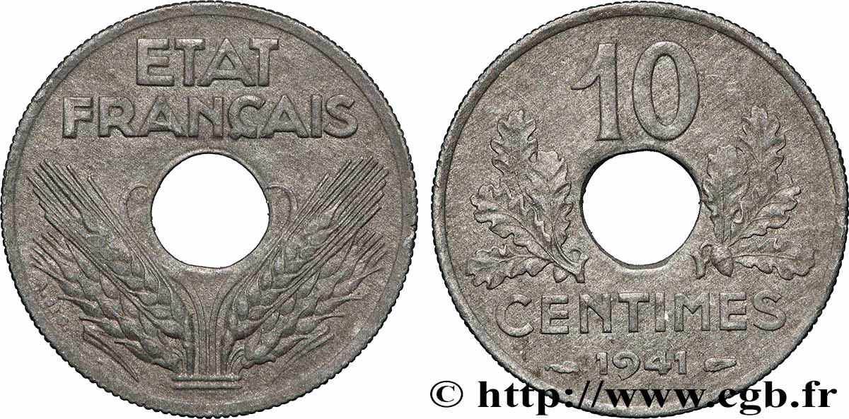10 centimes État français, grand module 1941 Paris F.141/2 q.SPL 