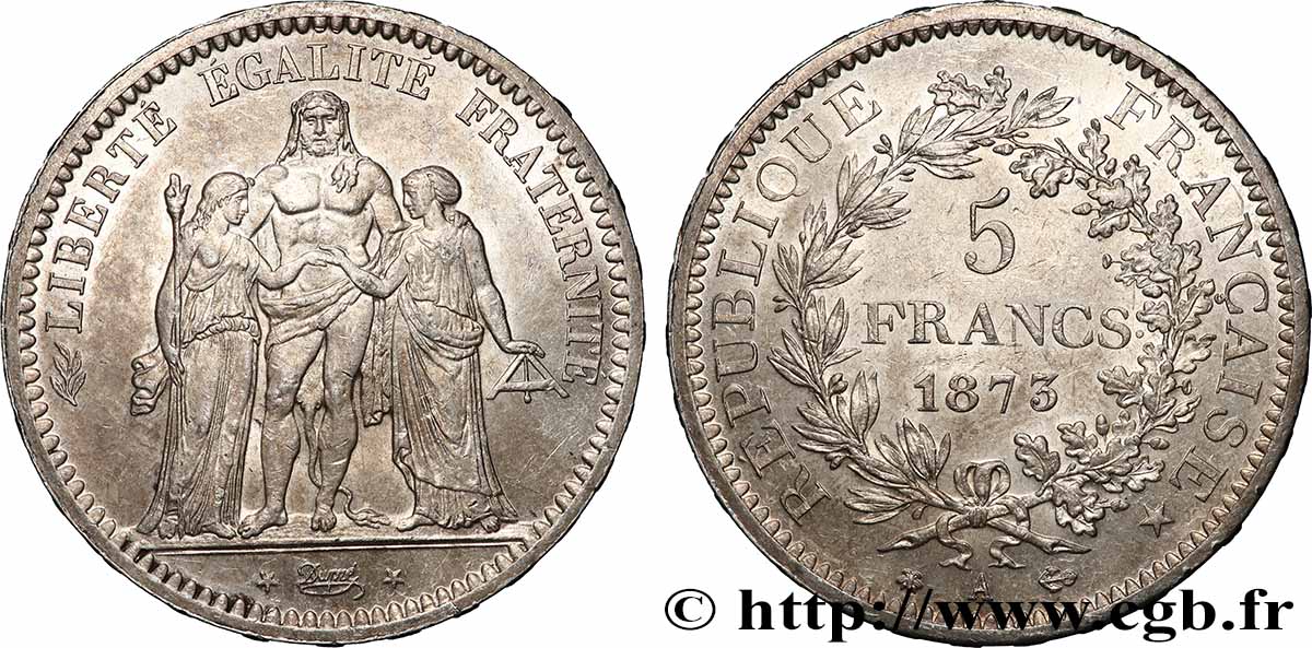 5 francs Hercule 1873 Paris F.334/9 SPL 