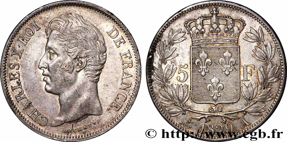 5 francs Charles X, 2e type 1829 Paris F.311/27 TTB 