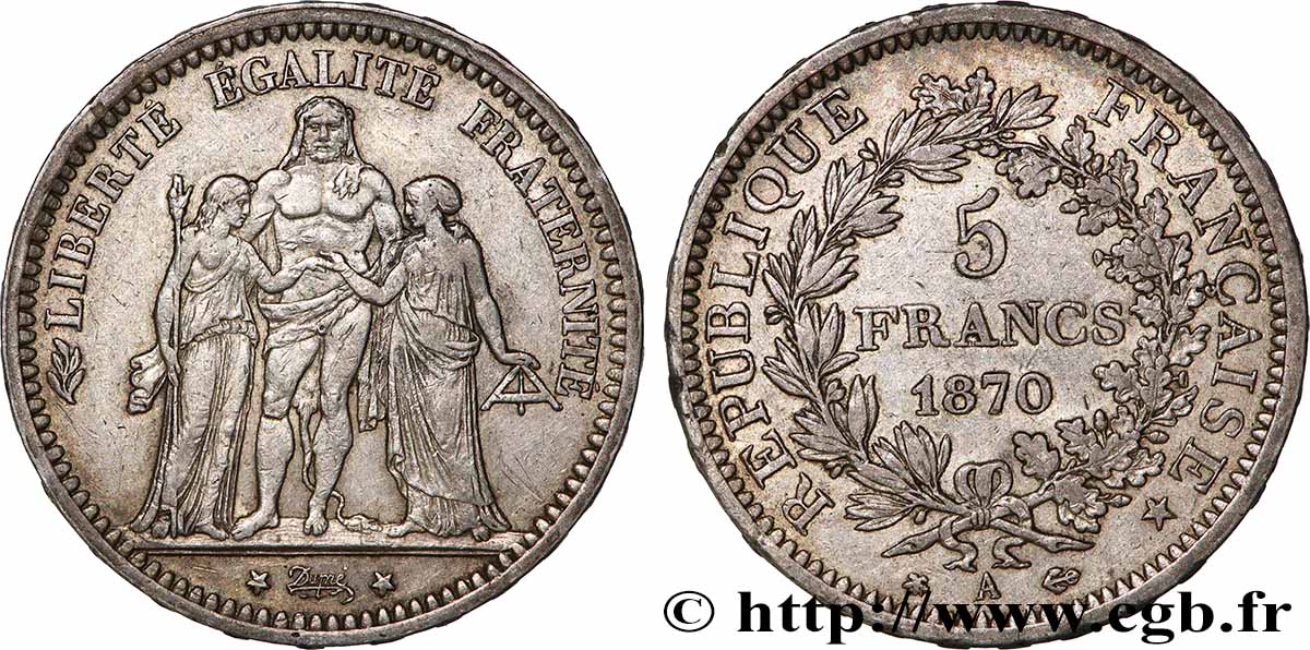 5 francs Hercule 1870 Paris F.334/1 XF 