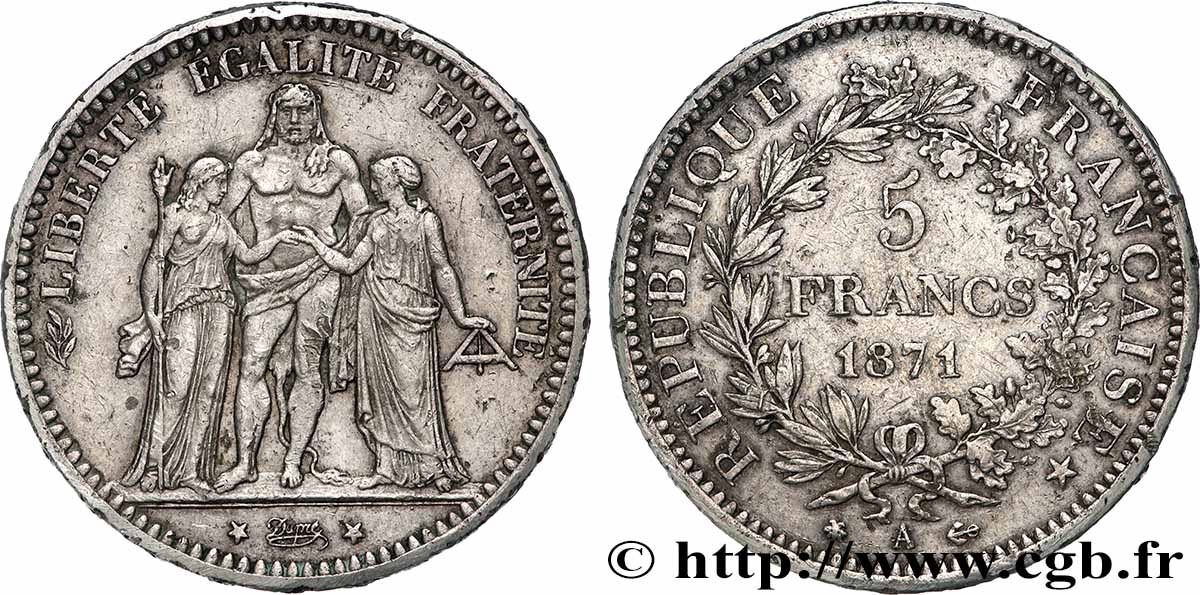 5 francs Hercule 1871 Paris F.334/2 VF 