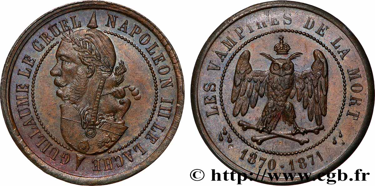 Médaille satirique, En tête-bêche 1871  Schw.H1  SPL 