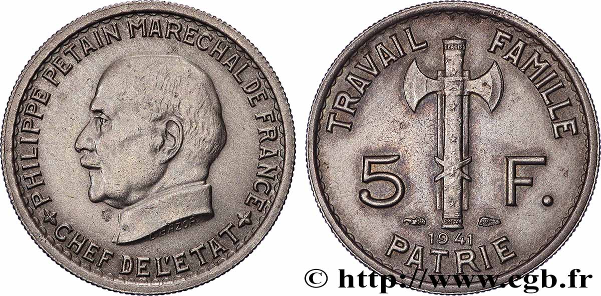 5 francs Pétain 1941  F.338/2 SUP 