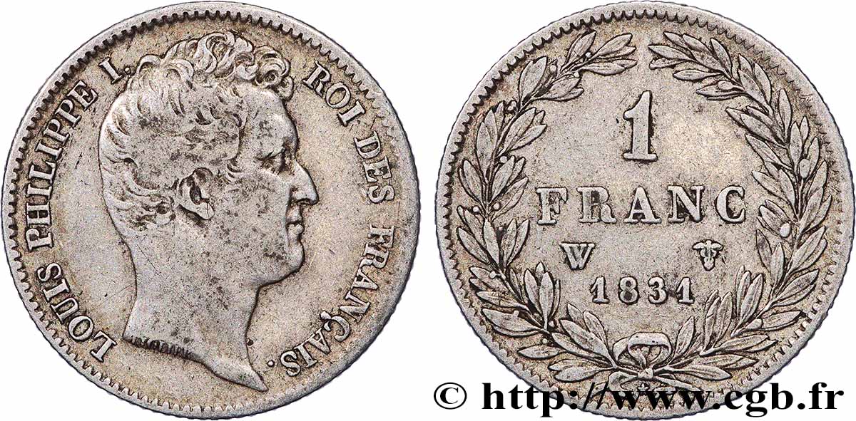 1 franc Louis-Philippe, tête nue 1831 Lille F.209/12 MB 