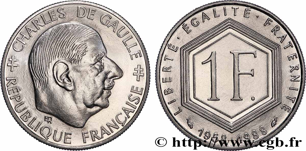 1 franc De Gaulle 1988  F.227/2 MS64 