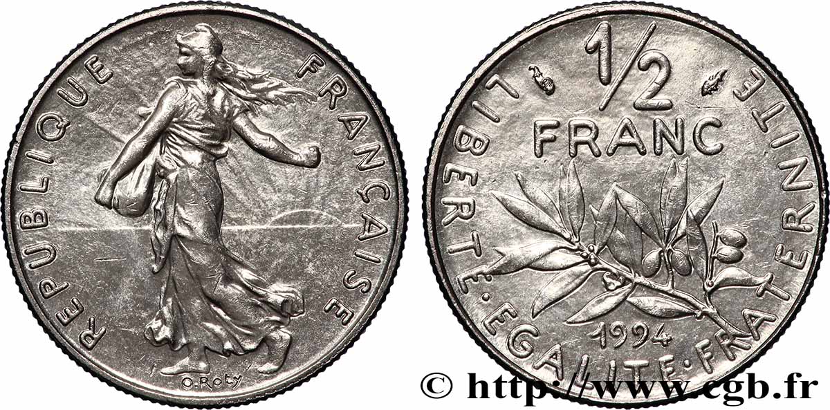 1/2 franc Semeuse, différent dauphin 1994 Pessac F.198/36 SPL 