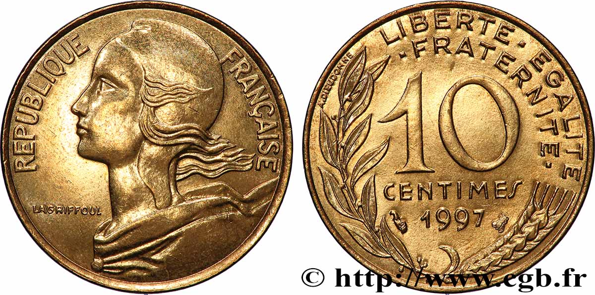 10 centimes Marianne, BU (Brillant Universel) 1997 Pessac F.144/41 SPL 
