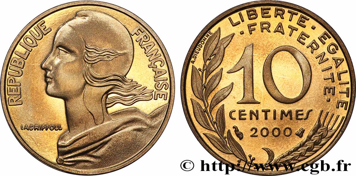 10 centimes Marianne, BE (Belle Epreuve) 2000 Pessac F.144/44 FDC 