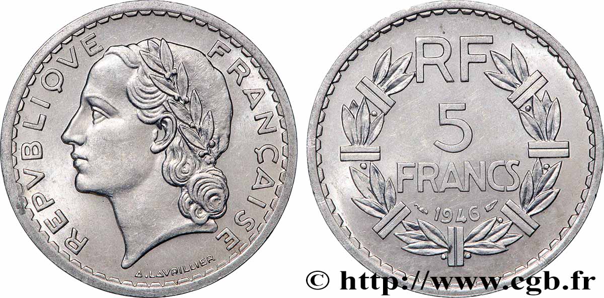 5 francs Lavrillier, aluminium 1946  F.339/6 SPL+ 
