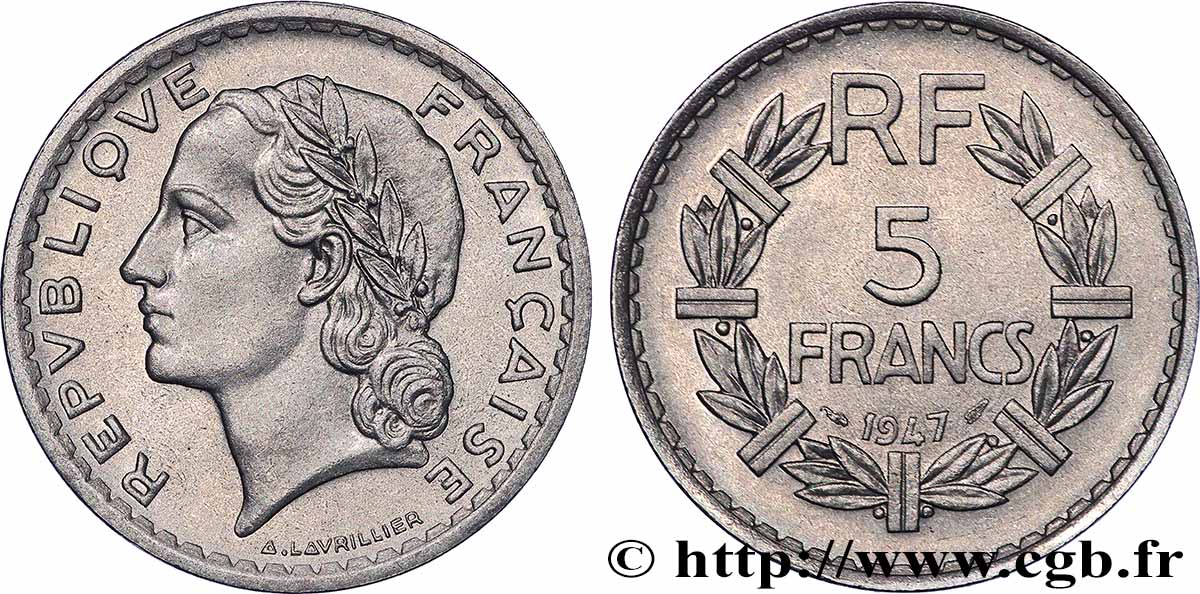 5 francs Lavrillier, aluminium 1947  F.339/9 VZ+ 