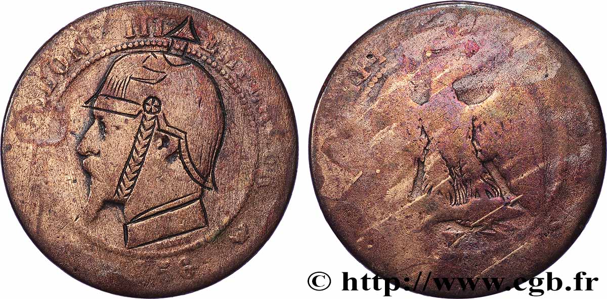 Dix centimes Napoléon III, tête nue, satirique 1856 Lille F.133/40 var. GE 