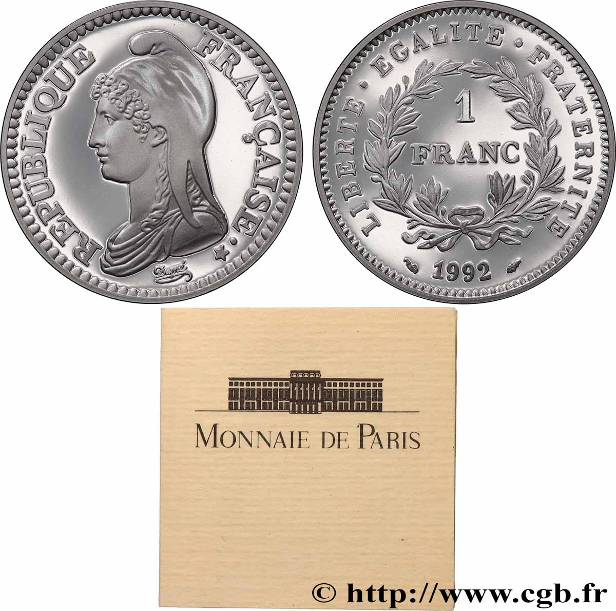 Belle Épreuve 1 franc République 1992 Paris F5.1001 3 FDC 