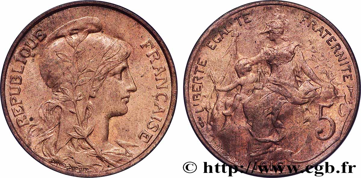 5 centimes Daniel-Dupuis 1916  F.119/29 AU 