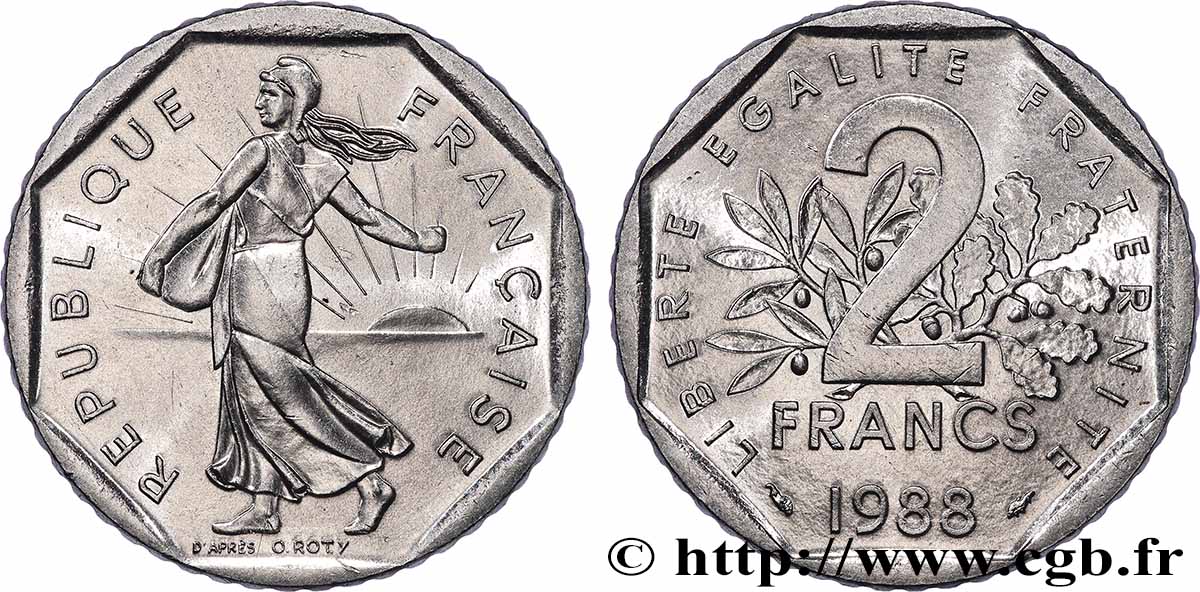 2 francs Semeuse, nickel 1988 Pessac F.272/12 MS 
