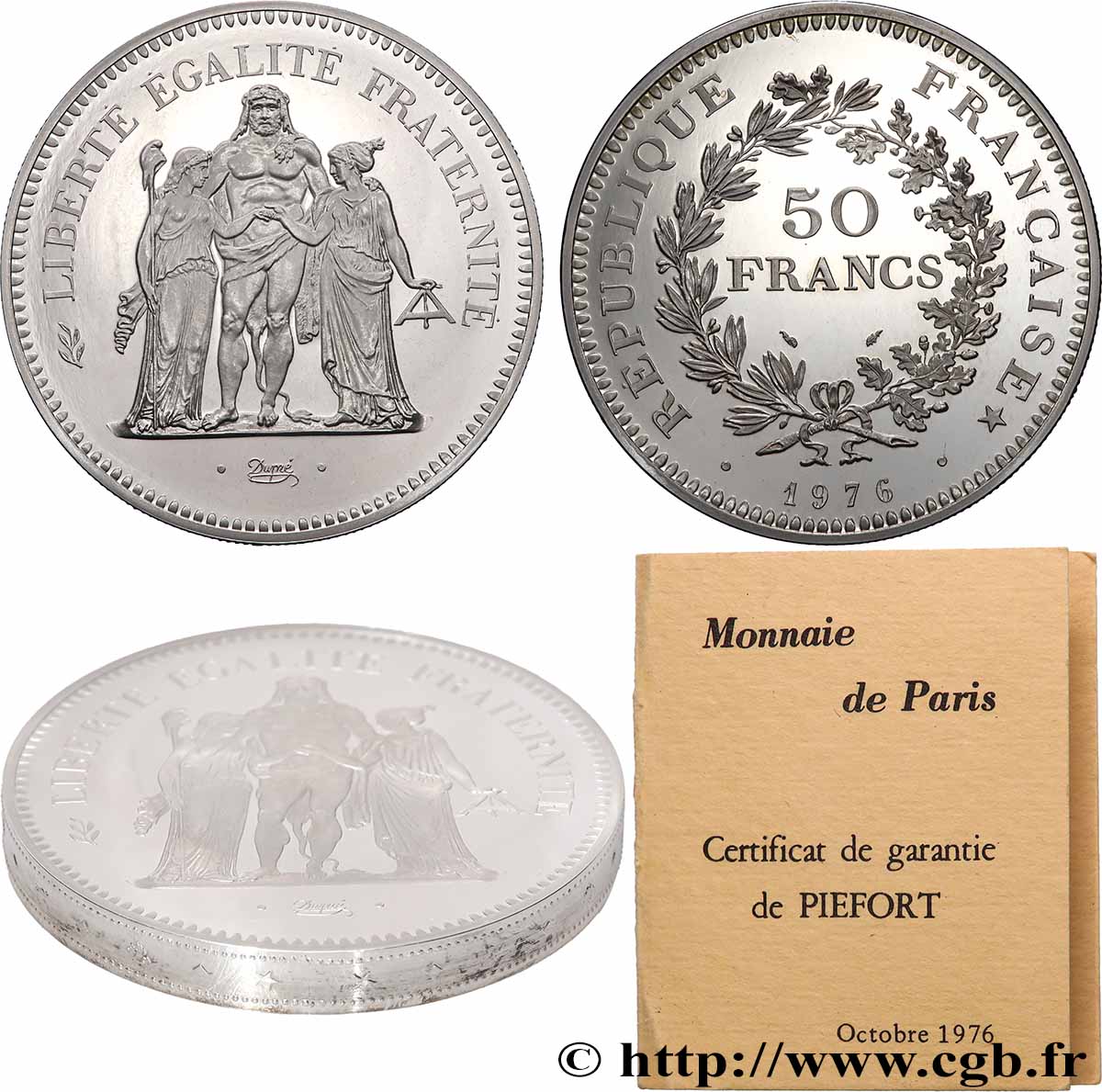 Piéfort Argent de 50 francs Hercule 1976  GEM.223 P1 SPL 