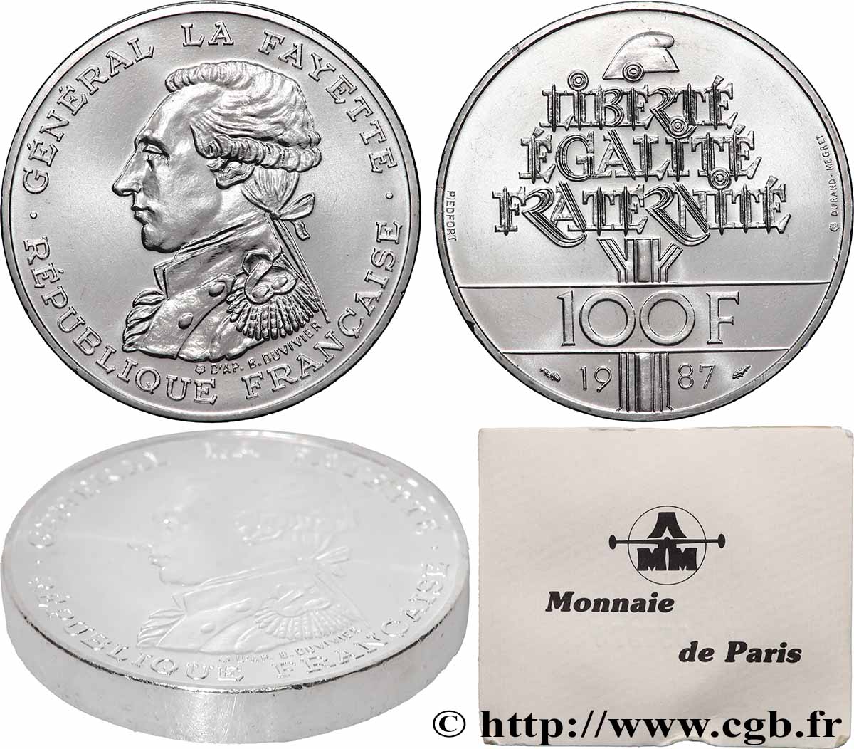 Piéfort Brillant Universel de 100 francs Égalité - La Fayette 1987 Pessac GEM.236 P1 FDC 