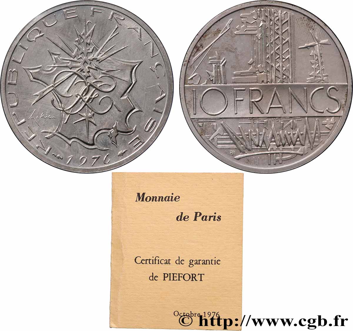 Piéfort argent de 10 francs Mathieu 1976 Pessac GEM.186 P2 FDC 