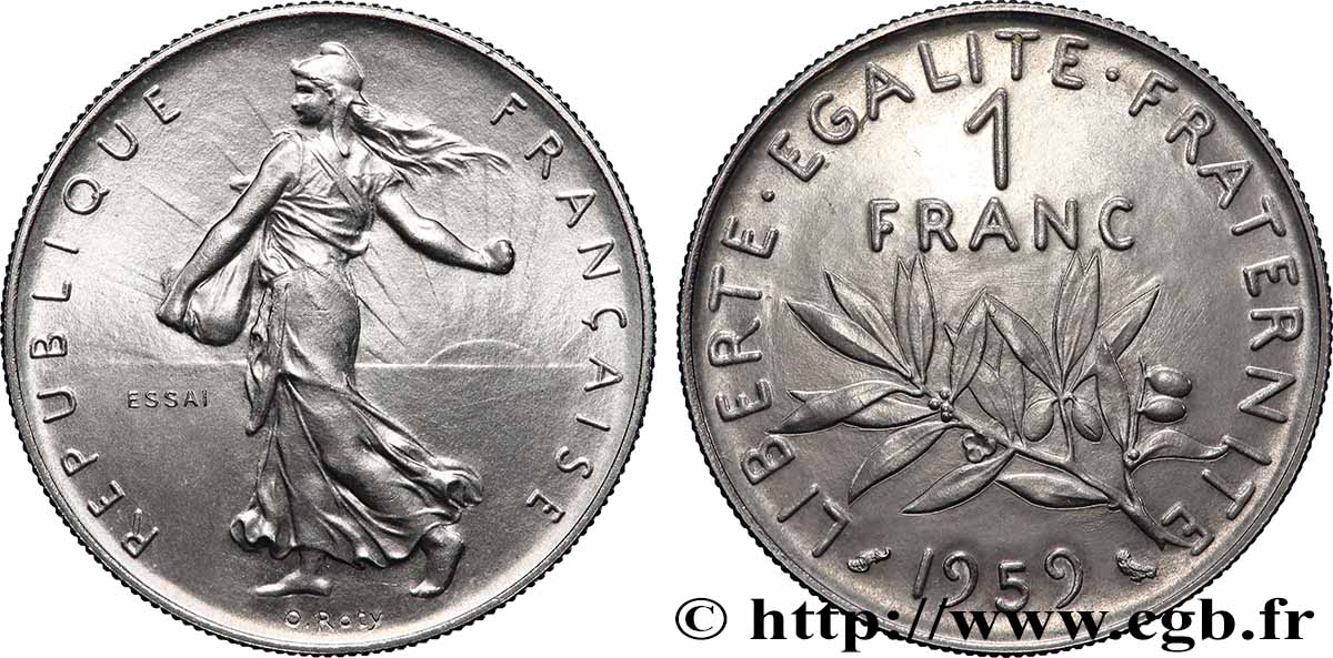 Essai de 1 franc Semeuse, nickel 1959 Paris F.226/3 FDC 
