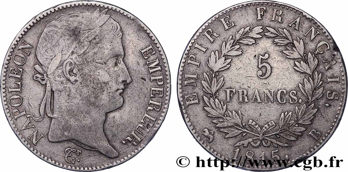 5 francs Napoléon Empereur, Cent-Jours 1815 Rouen F.307A/2 TB 