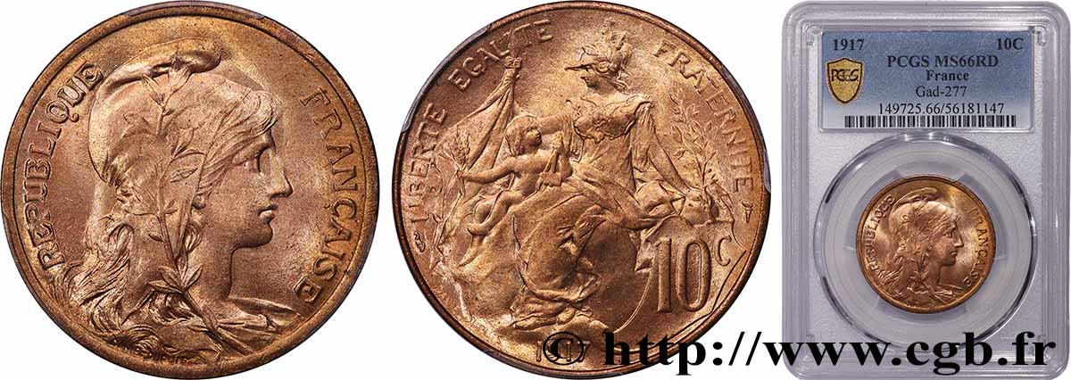 10 centimes Daniel-Dupuis 1917  F.136/28 ST66 PCGS
