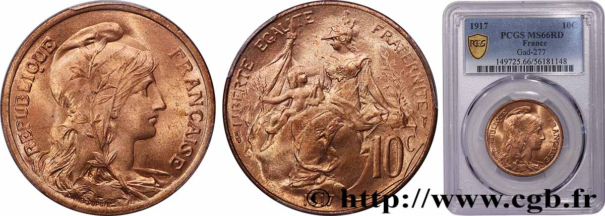 10 centimes Daniel-Dupuis 1917  F.136/28 MS66 PCGS