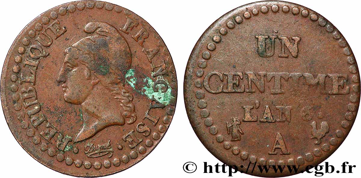 Un centime Dupré, 6 normal 1798 Paris F.100/3 TB 