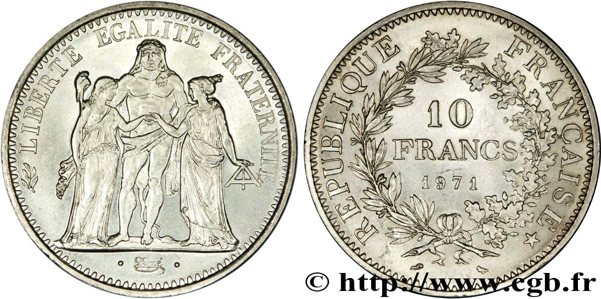10 francs Hercule 1971  F.364/10 MS60 