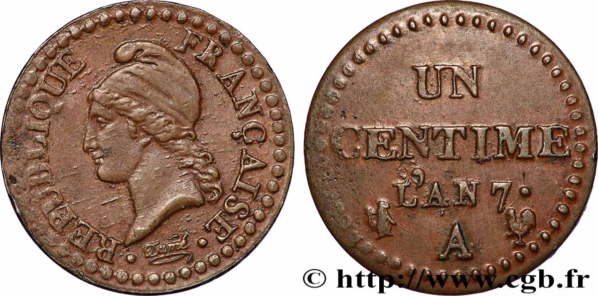 Un centime Dupré, grand 7 1799 Paris F.100/16 XF 