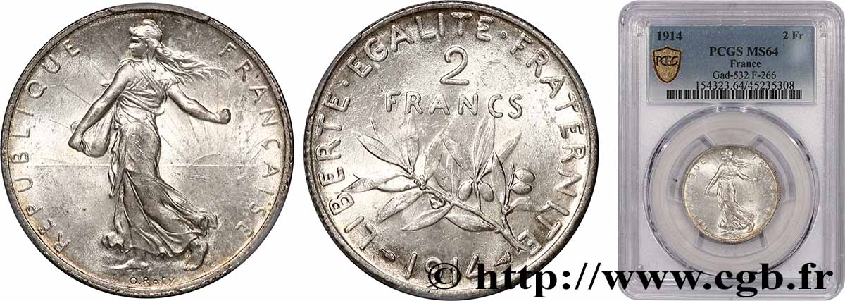 2 francs Semeuse 1914  F.266/15 SPL64 PCGS