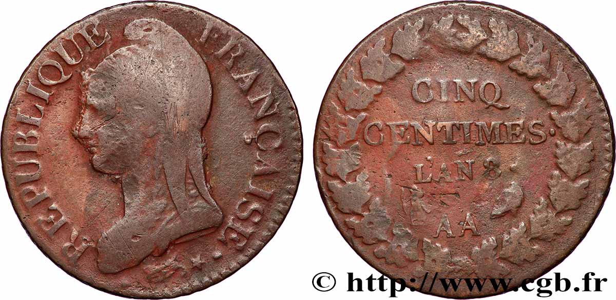 Cinq centimes Dupré, grand module 1800 Metz F.115/102 B 