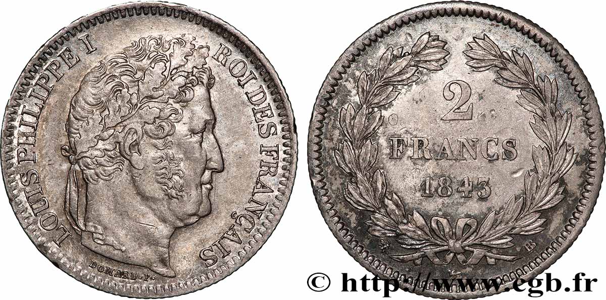 2 francs Louis-Philippe 1843 Strasbourg F.260/94 AU 