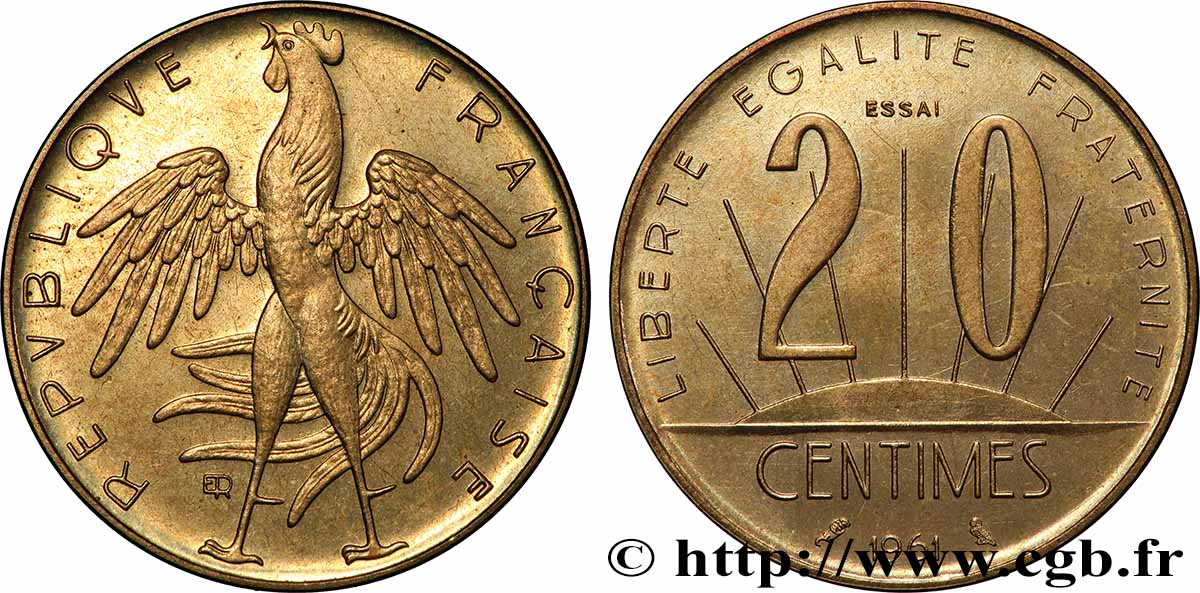 Essai du concours de 20 centimes par Rousseau 1961 Paris GEM.55 14 MS 