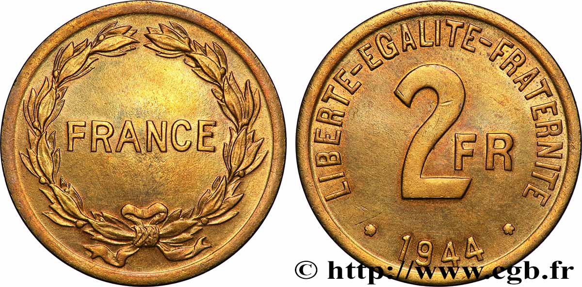 2 francs France 1944  F.271/1 VZ 