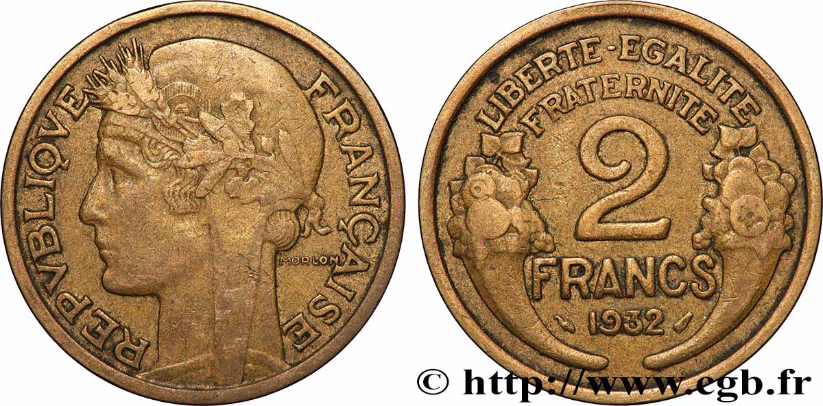 2 francs Morlon 1932  F.268/3 XF 