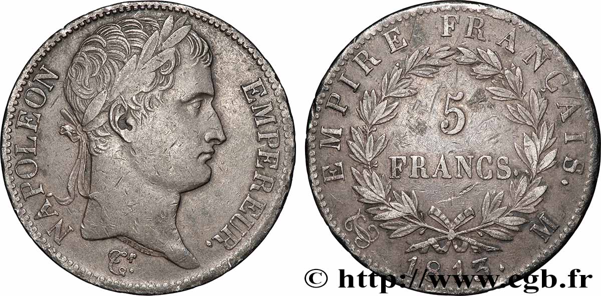 5 francs Napoléon Empereur, Empire français 1813 Toulouse F.307/68 TTB 