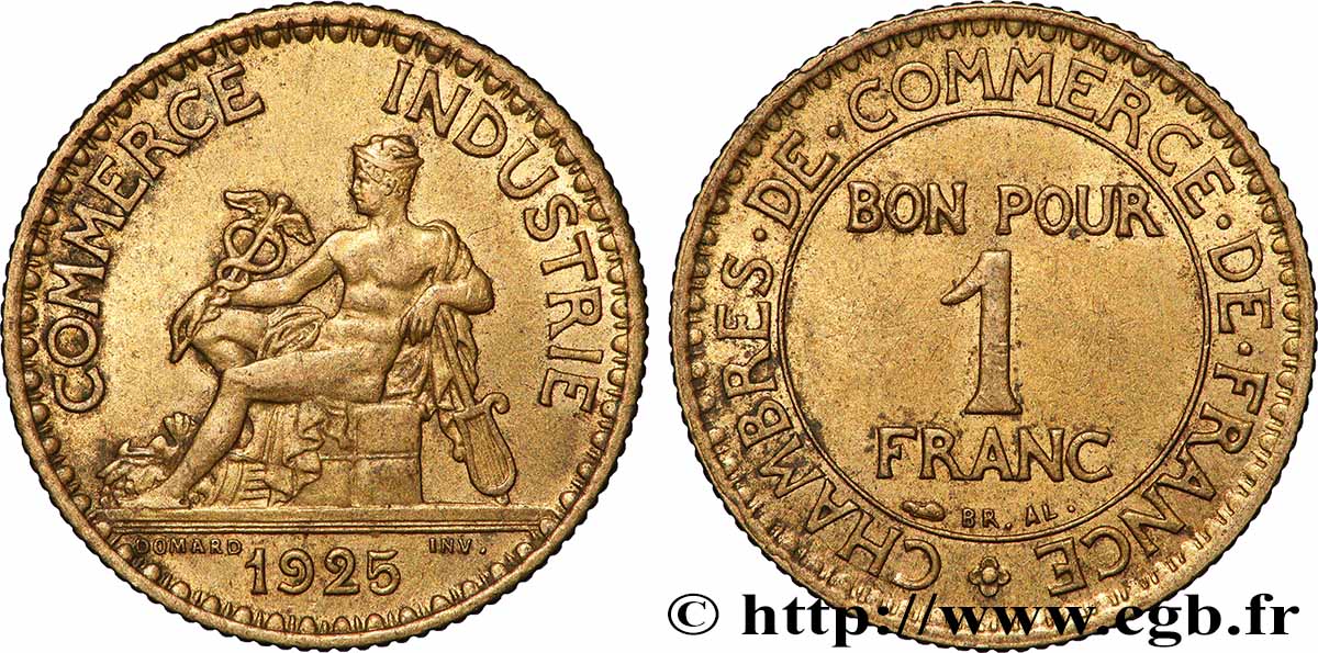 1 franc Chambres de Commerce 1925 Paris F.218/7 AU 