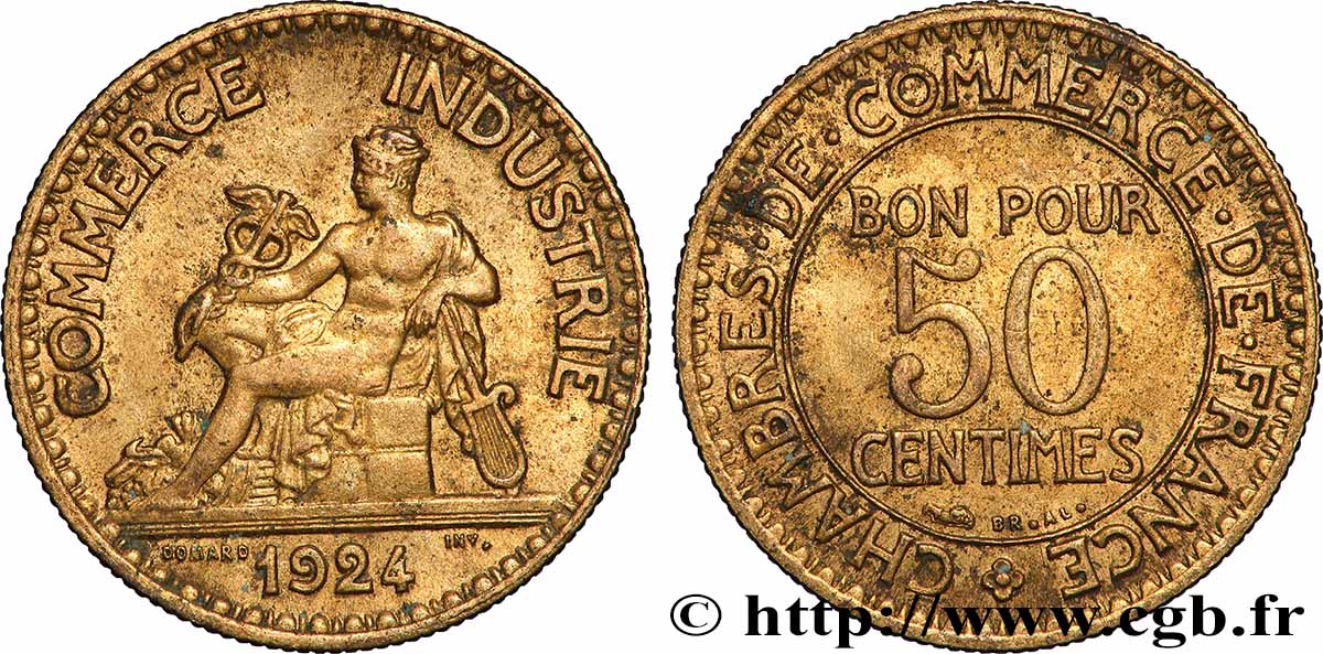 50 centimes Chambres de Commerce 1924 Paris F.191/6 AU 