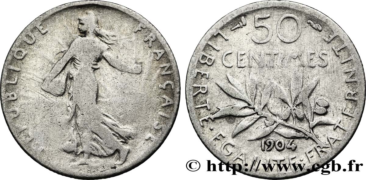 50 centimes Semeuse 1904  F.190/11 MB15 