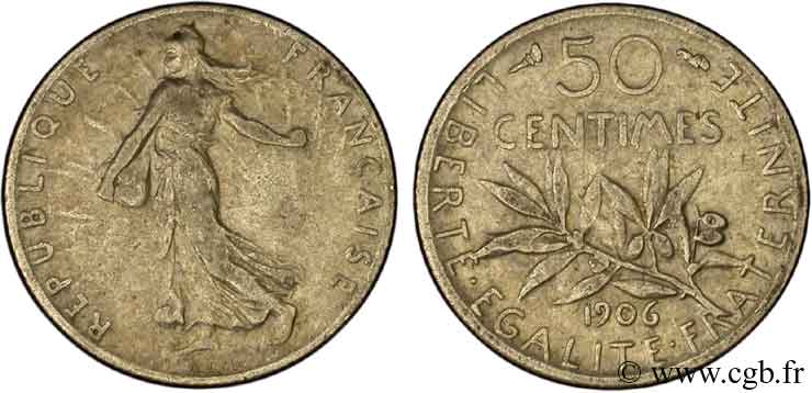 50 centimes Semeuse 1906  F.190/13 TB30 