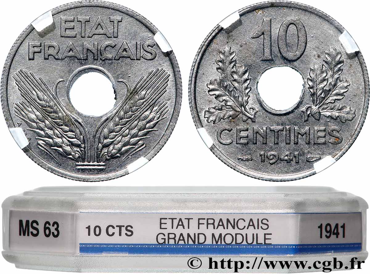 10 centimes État français, grand module 1941 Paris F.141/2 fST63 GENI
