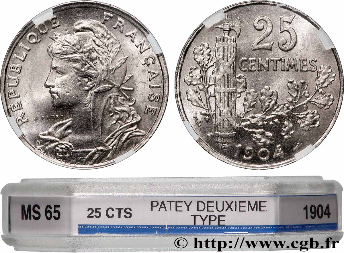 25 centimes Patey, 2e type 1904  F.169/2 FDC65 
