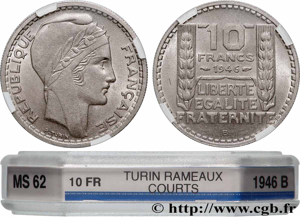 10 francs Turin, grosse tête, rameaux courts 1946 Beaumont-Le-Roger F.361A/3 SUP62 