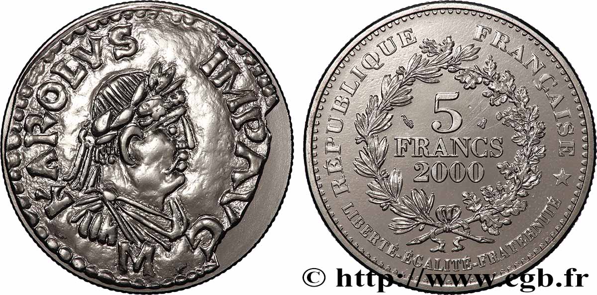 5 francs Denier de Charlemagne 2000 Paris F.348/1 FDC 