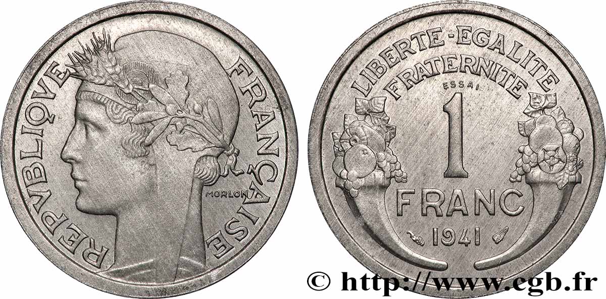 Essai de 1 franc Morlon, légère 1941  F.221/1 SPL 